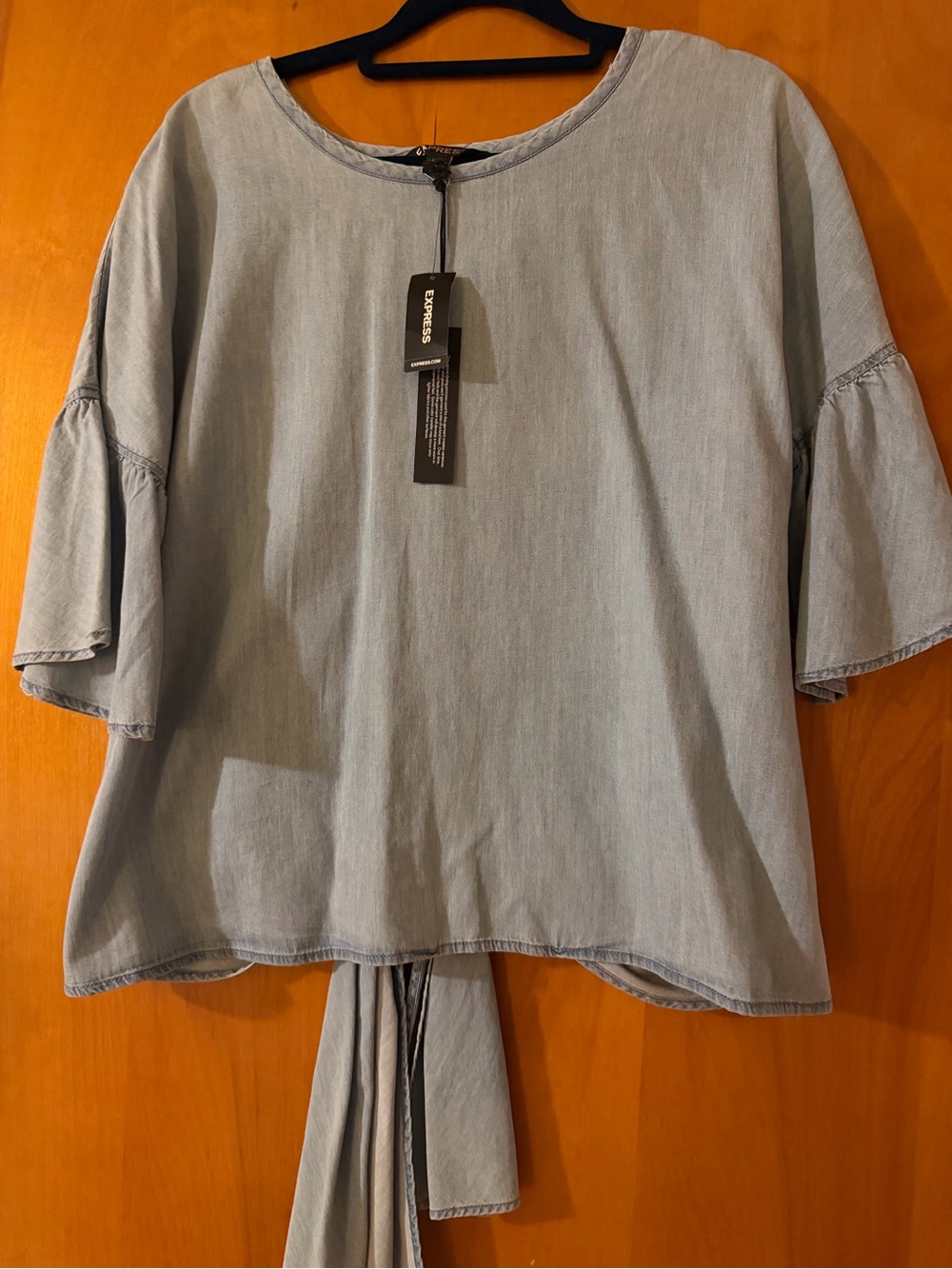Express Light Chambray Tie-Back Tunic